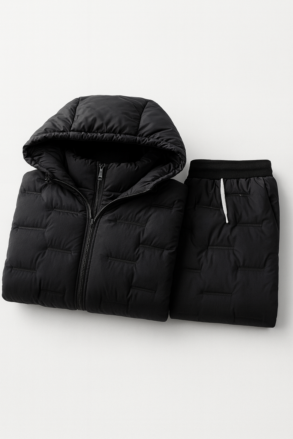 Men's Winter Puffer Tracksuit – Two-Piece Warm Hoodie &amp; Joggers Set