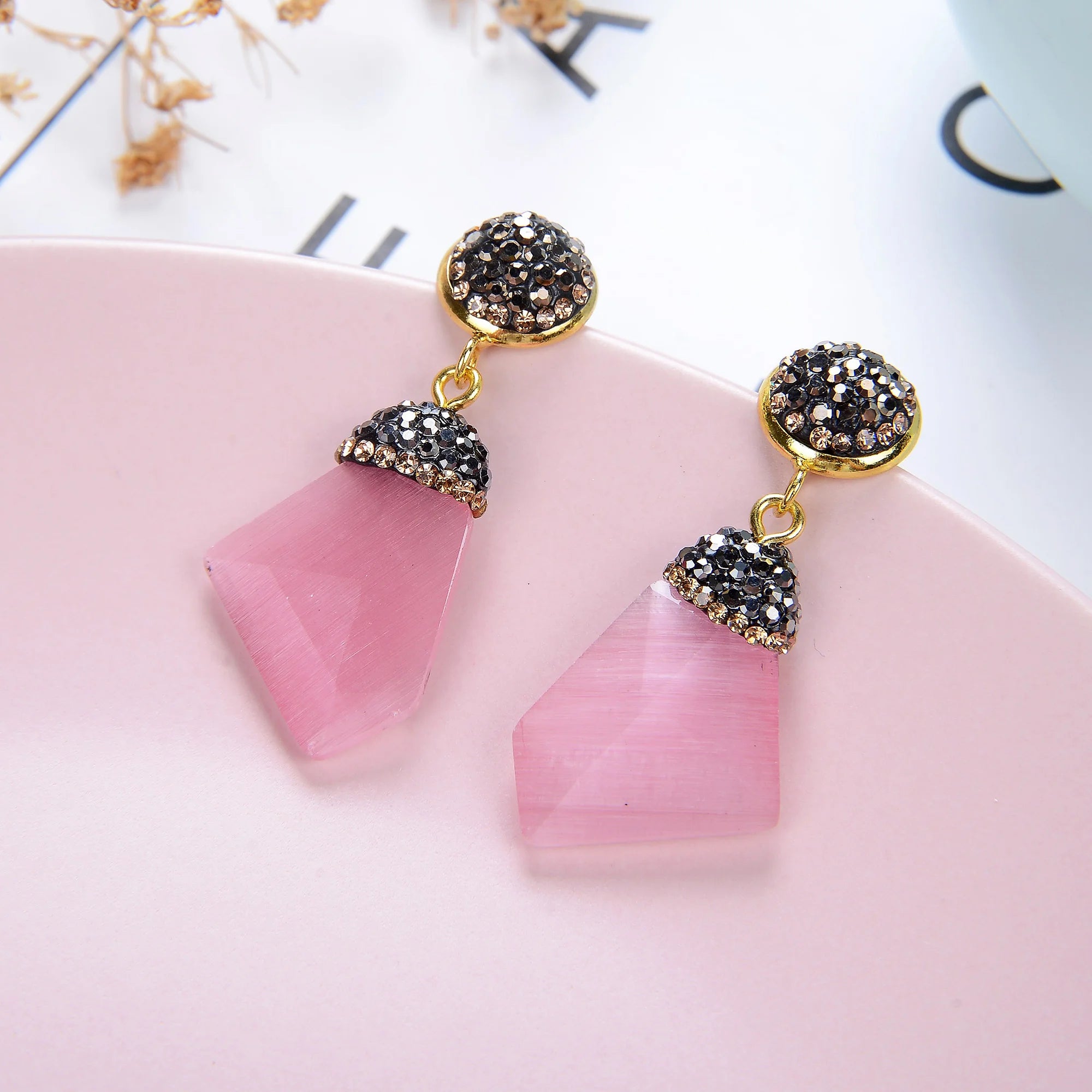 ✨ Colorful Crystal Geometric Drop Earrings