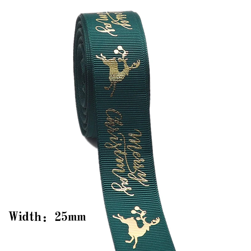 10 Yards 9MM/16MM/19MM/25MM Christmas Day Printed Grosgrain Ribbons For Hair Bows DIY Wedding Handmade Materials Y2021082001