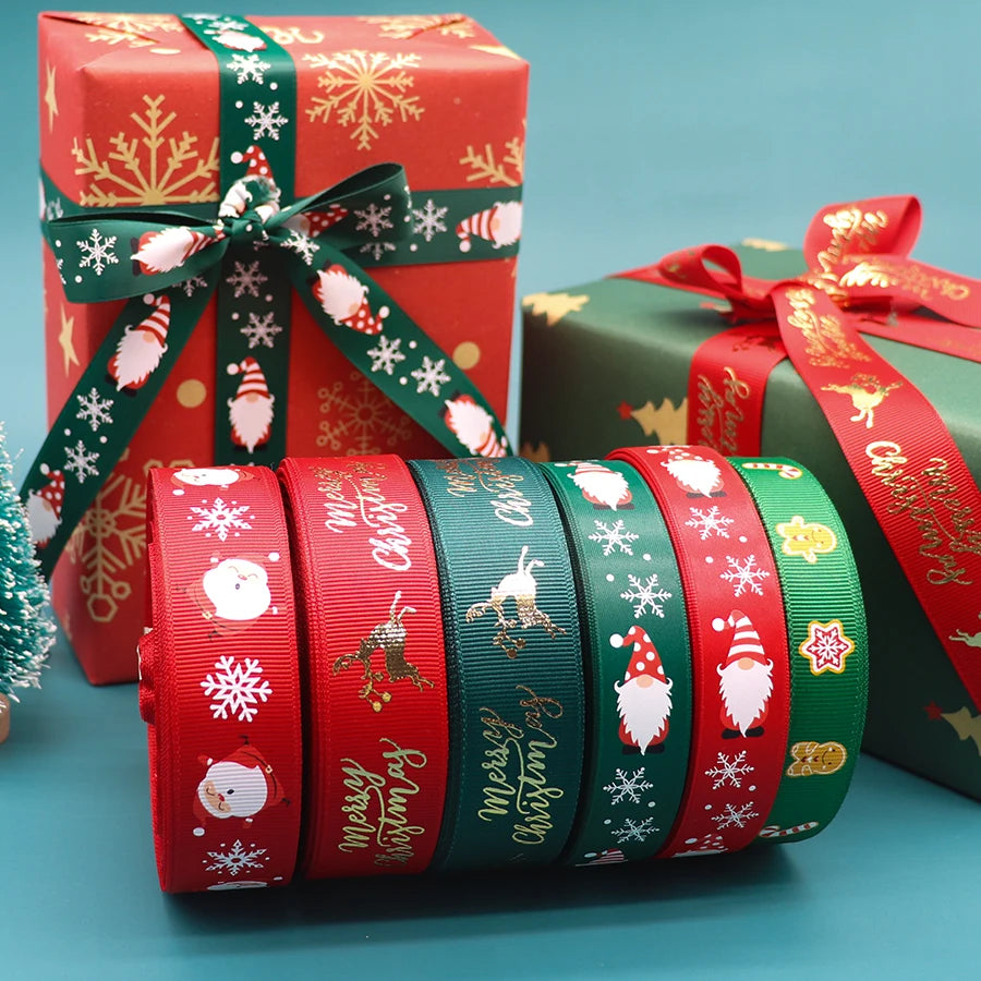 10 Yards 9MM/16MM/19MM/25MM Christmas Day Printed Grosgrain Ribbons For Hair Bows DIY Wedding Handmade Materials Y2021082001