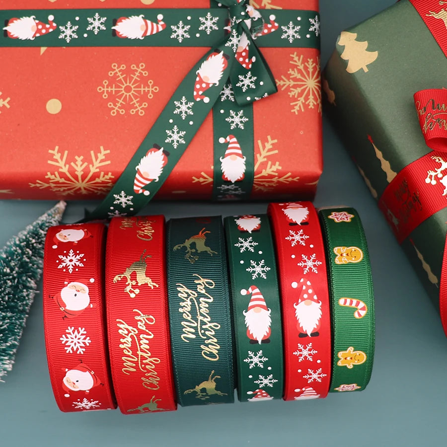 10 Yards 9MM/16MM/19MM/25MM Christmas Day Printed Grosgrain Ribbons For Hair Bows DIY Wedding Handmade Materials Y2021082001