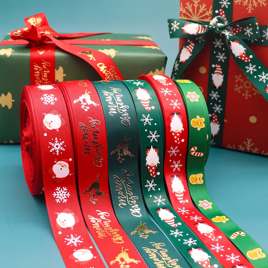 10 Yards 9MM/16MM/19MM/25MM Christmas Day Printed Grosgrain Ribbons For Hair Bows DIY Wedding Handmade Materials Y2021082001