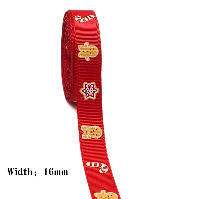 10 Yards 9MM/16MM/19MM/25MM Christmas Day Printed Grosgrain Ribbons For Hair Bows DIY Wedding Handmade Materials Y2021082001