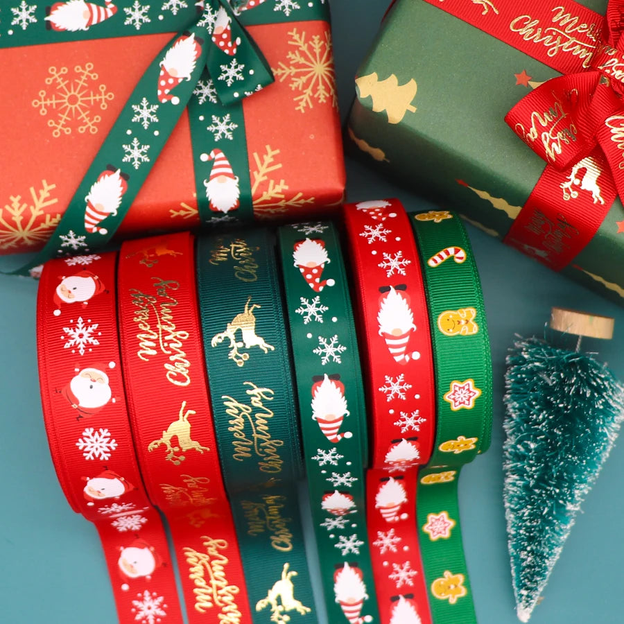 10 Yards 9MM/16MM/19MM/25MM Christmas Day Printed Grosgrain Ribbons For Hair Bows DIY Wedding Handmade Materials Y2021082001