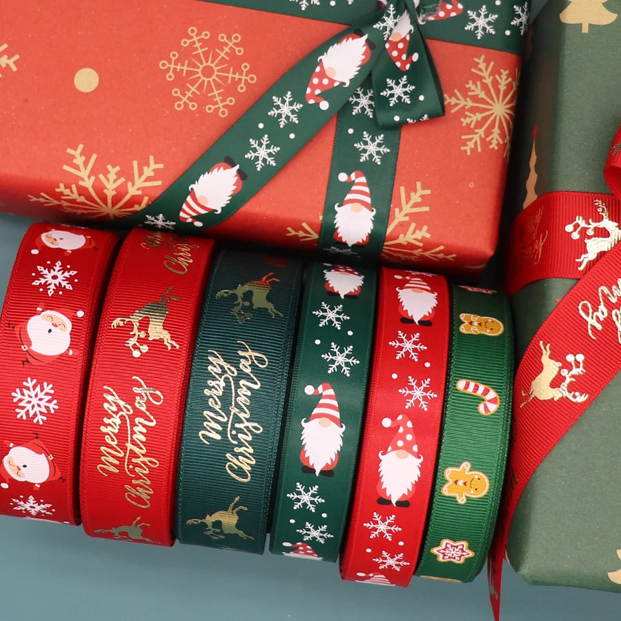 10 Yards 9MM/16MM/19MM/25MM Christmas Day Printed Grosgrain Ribbons For Hair Bows DIY Wedding Handmade Materials Y2021082001