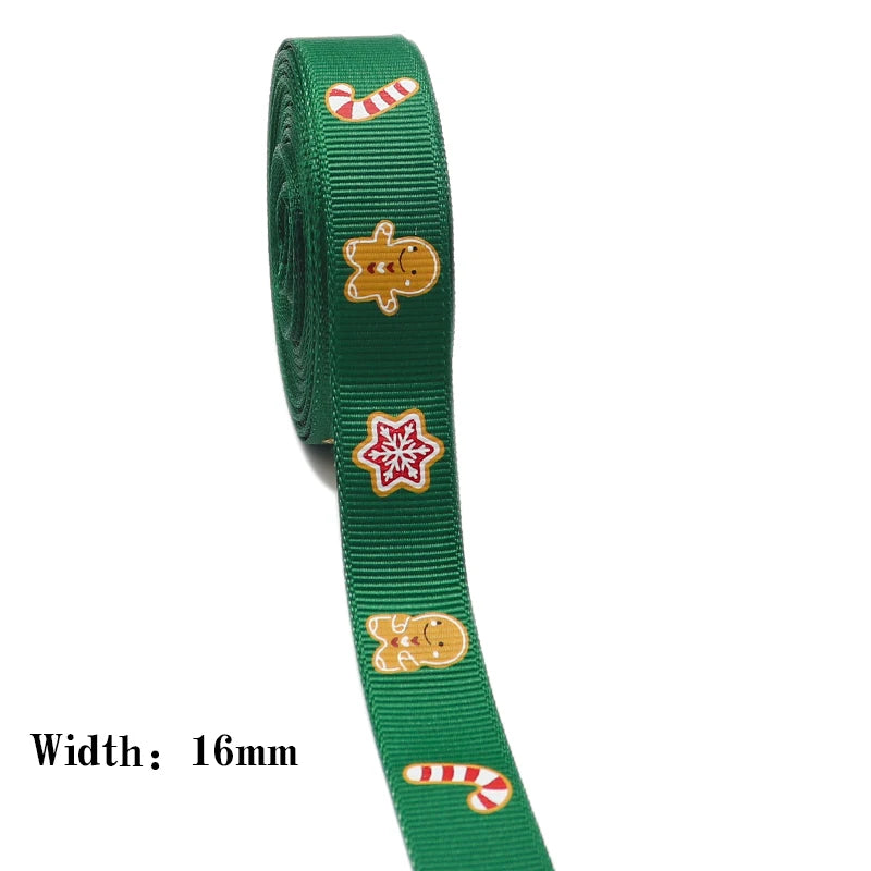 10 Yards 9MM/16MM/19MM/25MM Christmas Day Printed Grosgrain Ribbons For Hair Bows DIY Wedding Handmade Materials Y2021082001