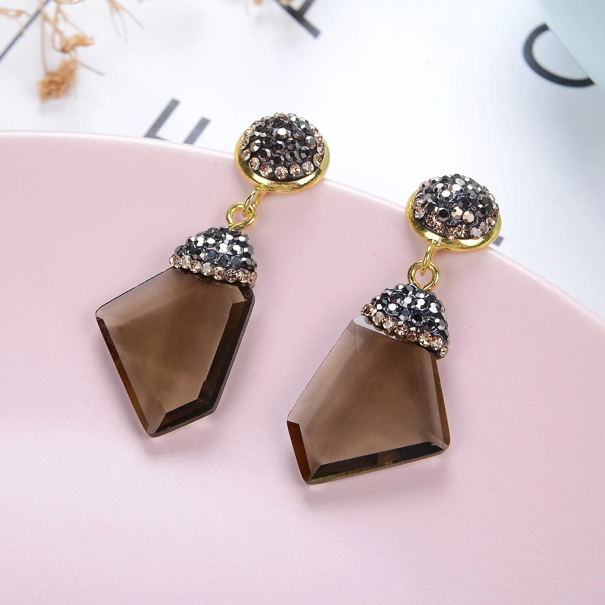 ✨ Colorful Crystal Geometric Drop Earrings