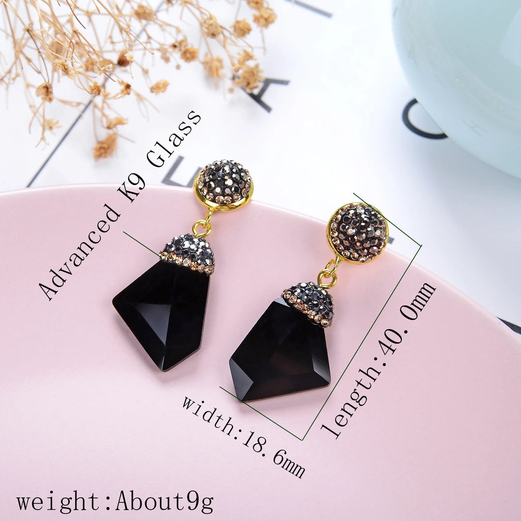 ✨ Colorful Crystal Geometric Drop Earrings