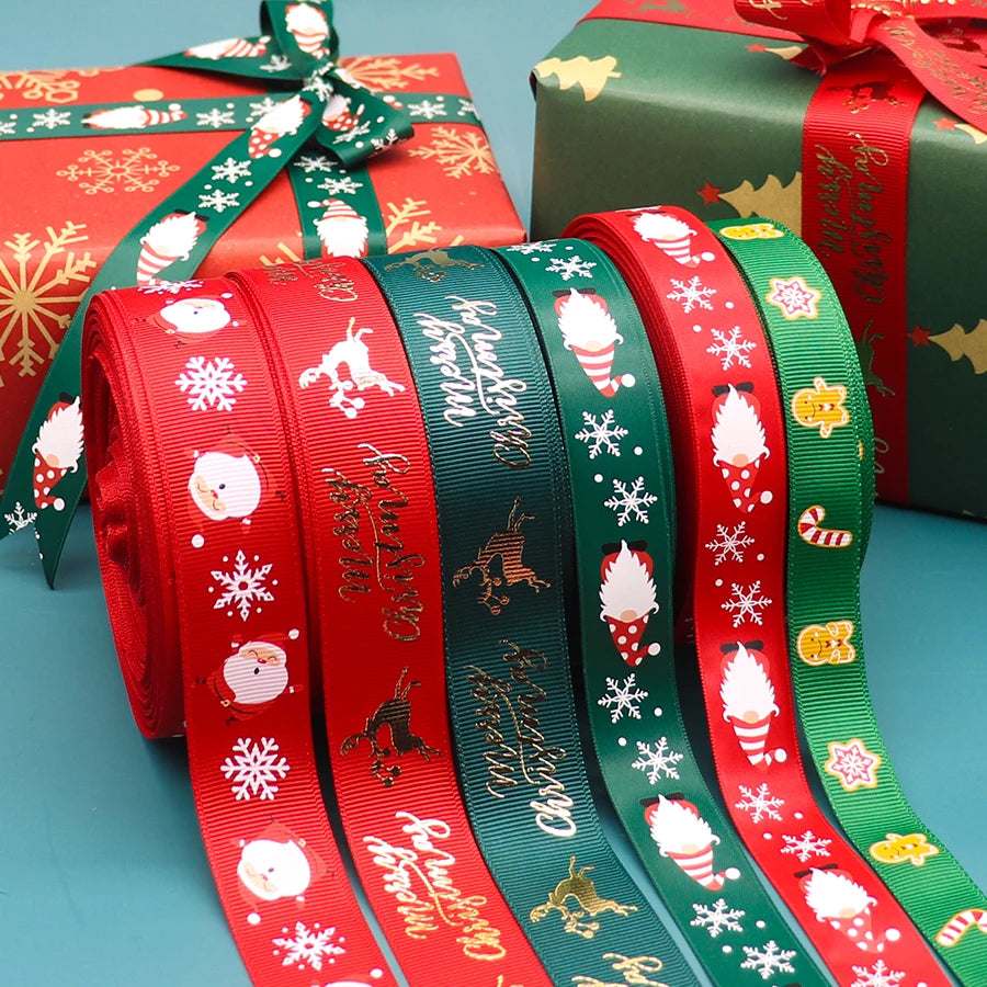 10 Yards 9MM/16MM/19MM/25MM Christmas Day Printed Grosgrain Ribbons For Hair Bows DIY Wedding Handmade Materials Y2021082001