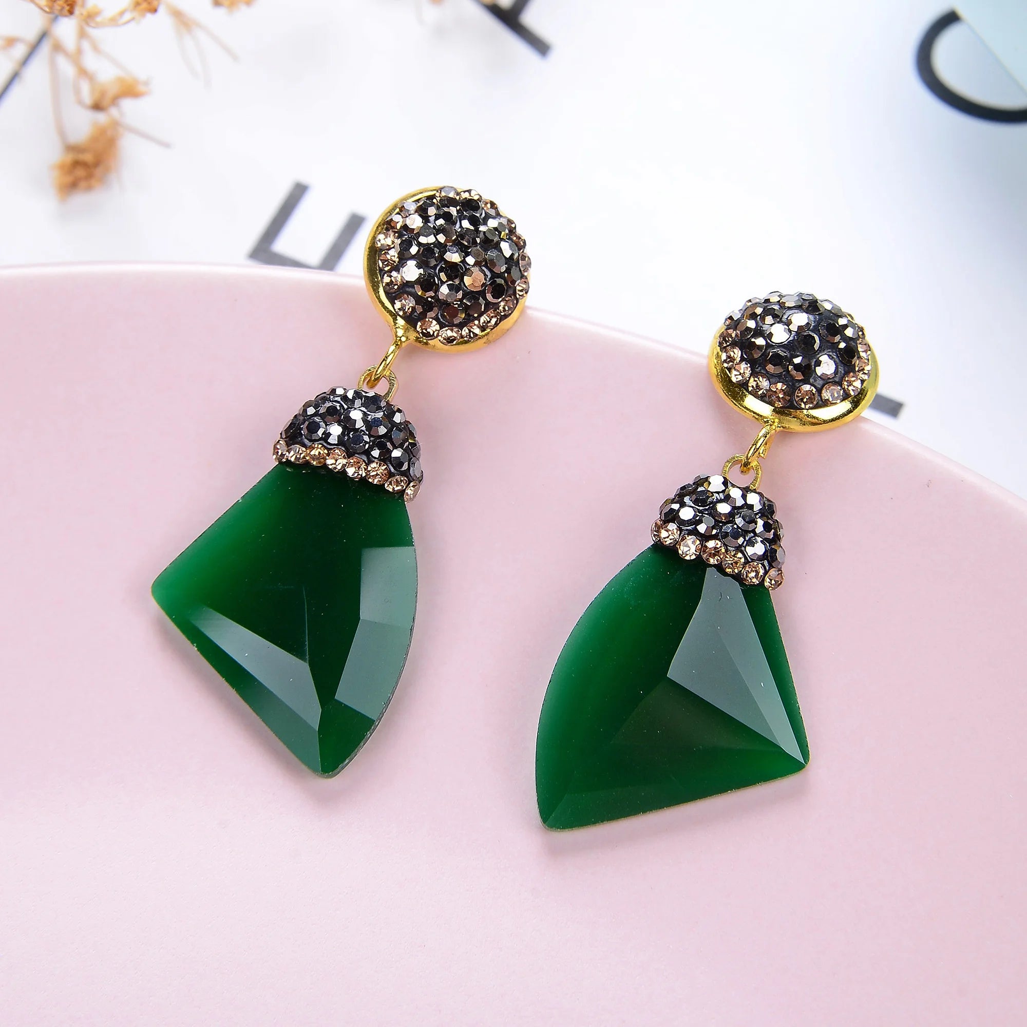 ✨ Colorful Crystal Geometric Drop Earrings