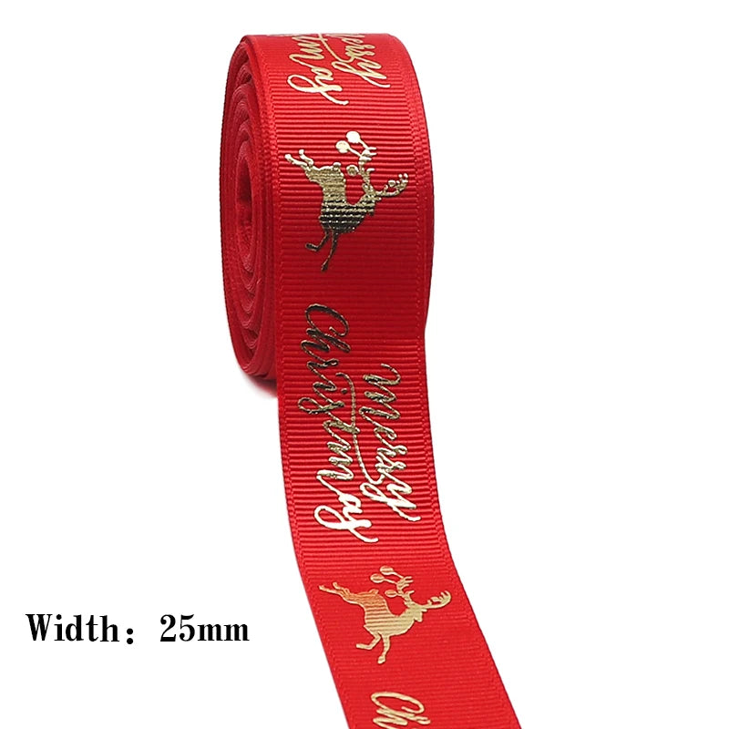 10 Yards 9MM/16MM/19MM/25MM Christmas Day Printed Grosgrain Ribbons For Hair Bows DIY Wedding Handmade Materials Y2021082001
