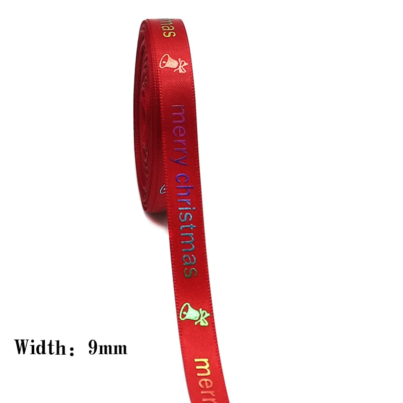 10 Yards 9MM/16MM/19MM/25MM Christmas Day Printed Grosgrain Ribbons For Hair Bows DIY Wedding Handmade Materials Y2021082001