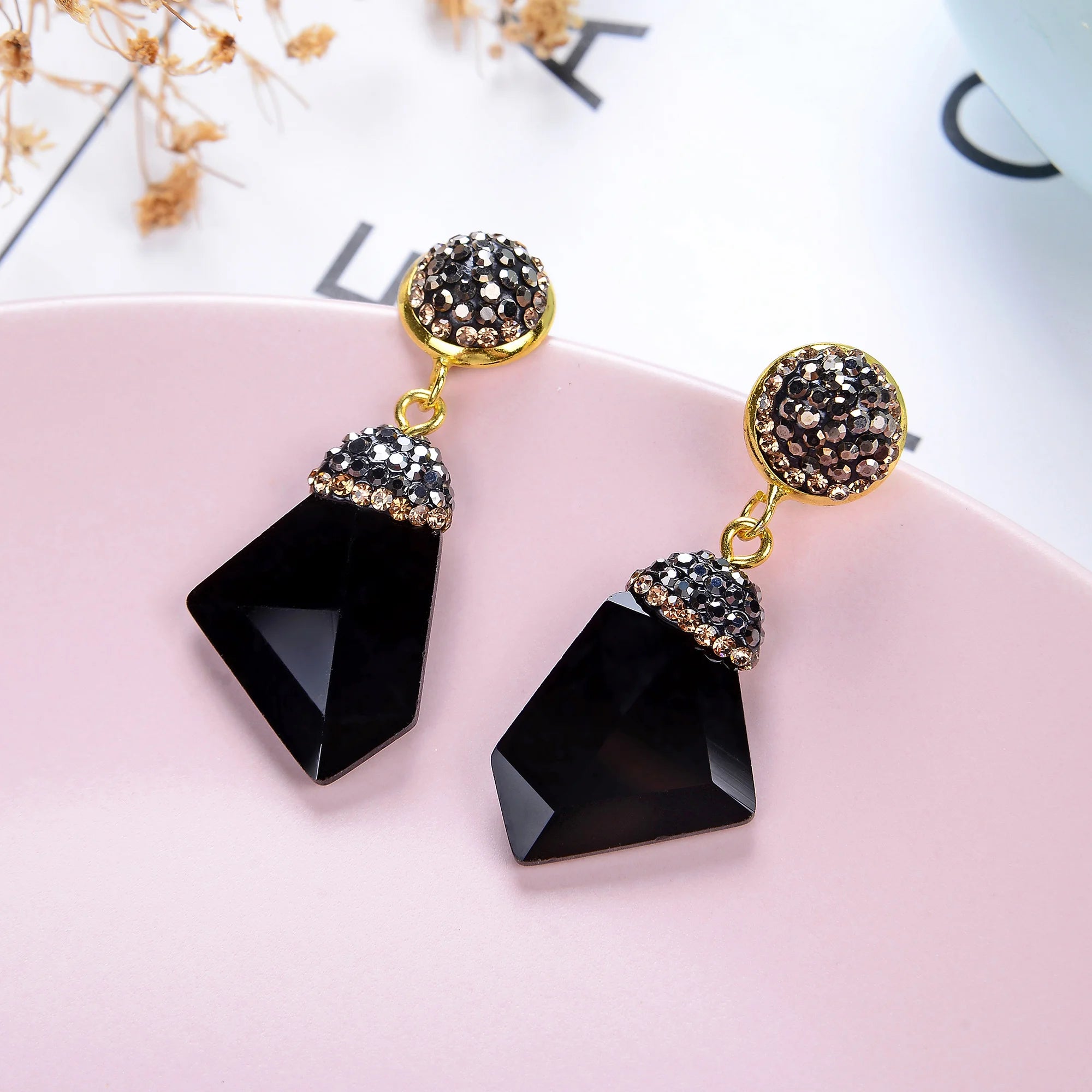 ✨ Colorful Crystal Geometric Drop Earrings