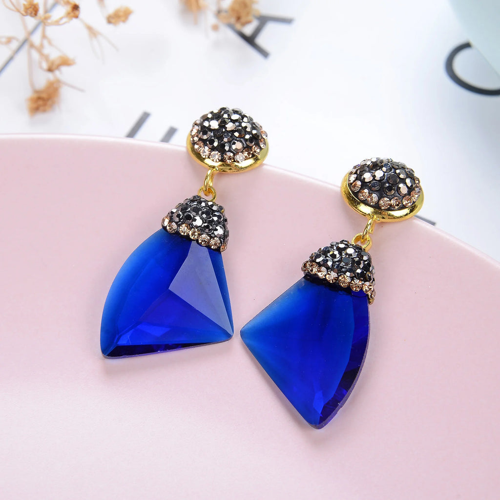 ✨ Colorful Crystal Geometric Drop Earrings