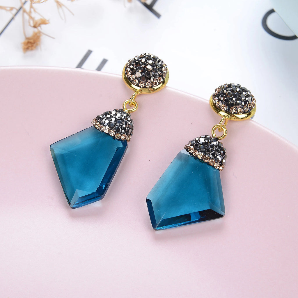 ✨ Colorful Crystal Geometric Drop Earrings