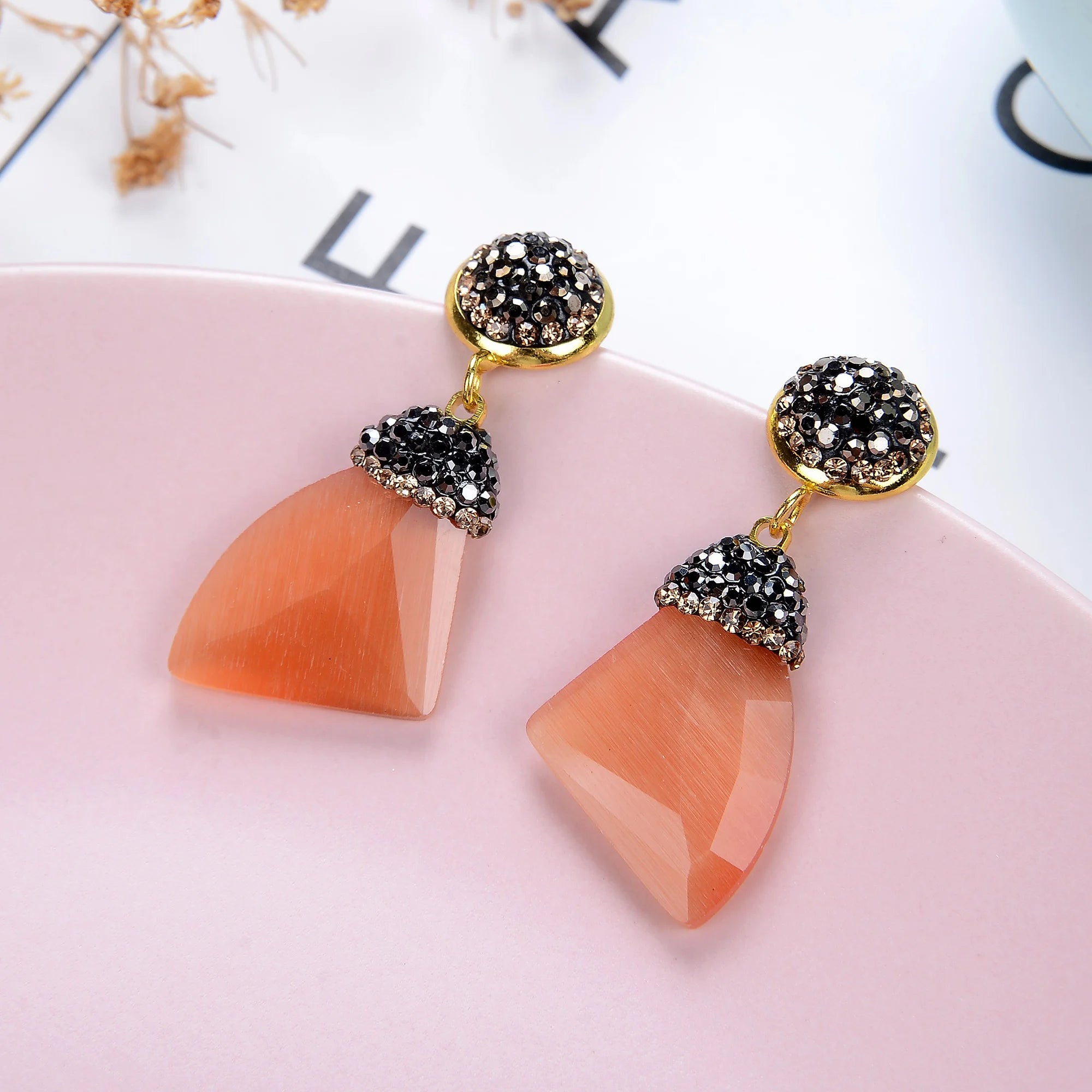 ✨ Colorful Crystal Geometric Drop Earrings