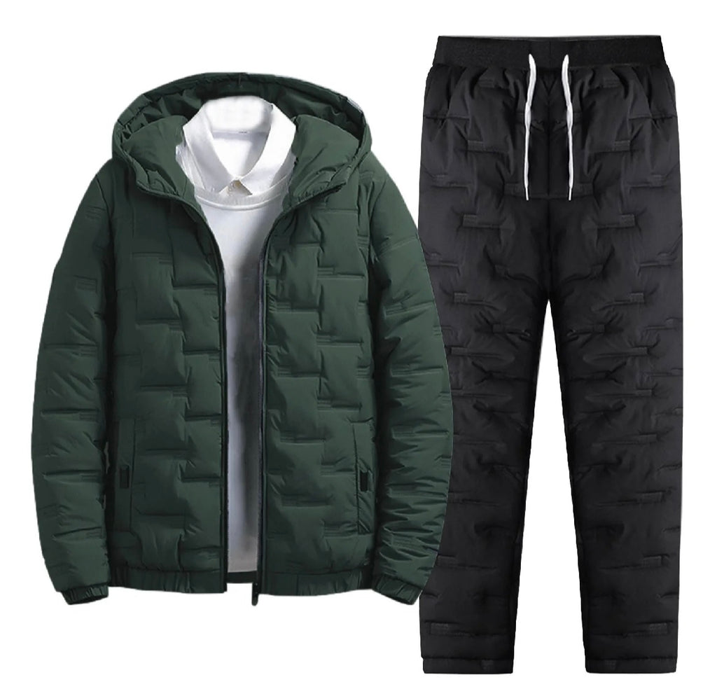 Men's Winter Puffer Tracksuit – Two-Piece Warm Hoodie &amp; Joggers Set