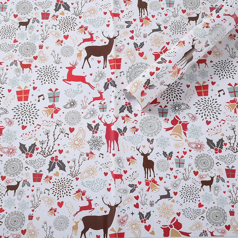 Christmas Gift Wrapping Paper – Santa &amp; Snowman Design (75×52cm)