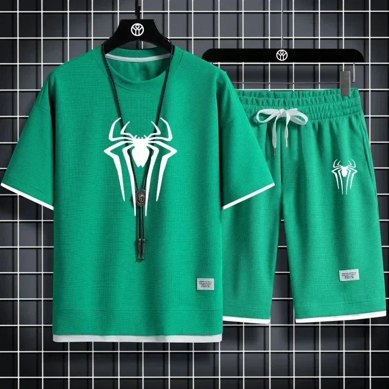 Men's Spider Print Summer Set