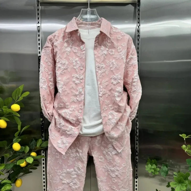 Men's Embossed Casual Tracksuit – New Autumn Collection | Stylish Two-Piece Set (S–5XL)