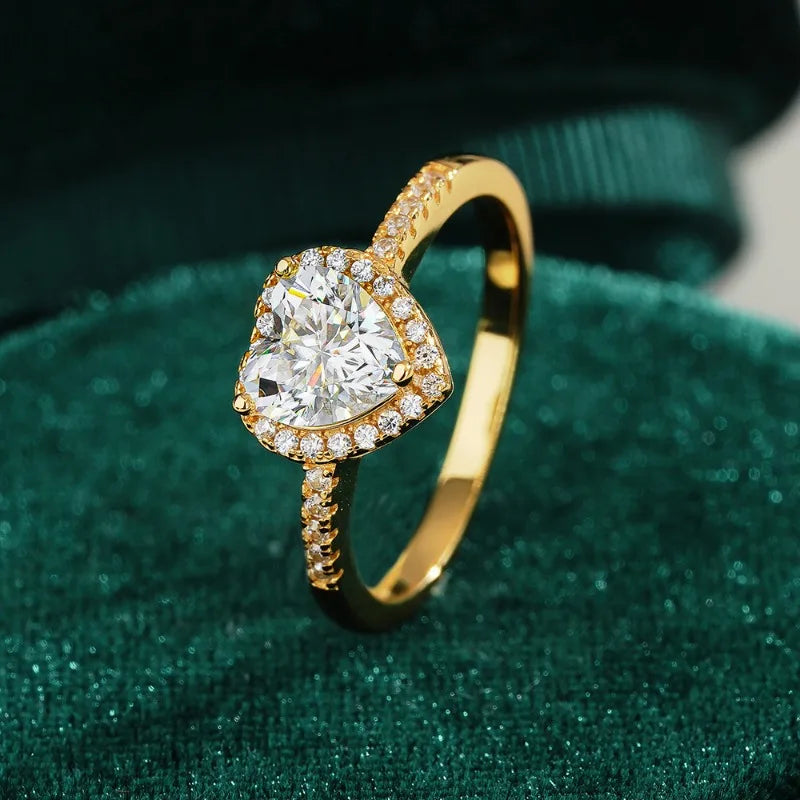 ✨18K Gold-Plated Heart Ring – GRA Certifie