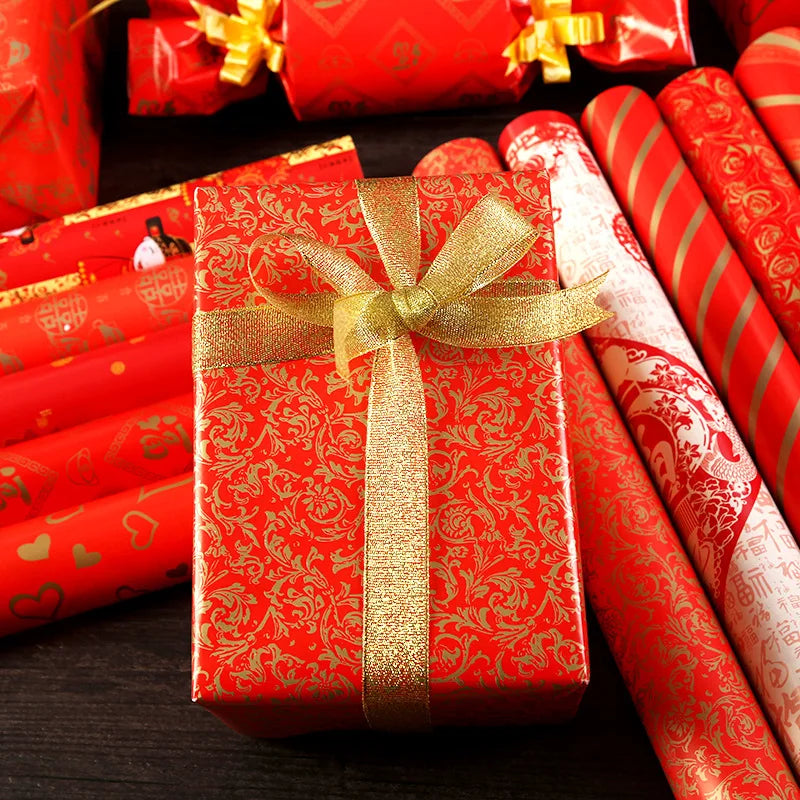 Christmas Gift Wrapping Paper – Santa &amp; Snowman Design (75×52cm)