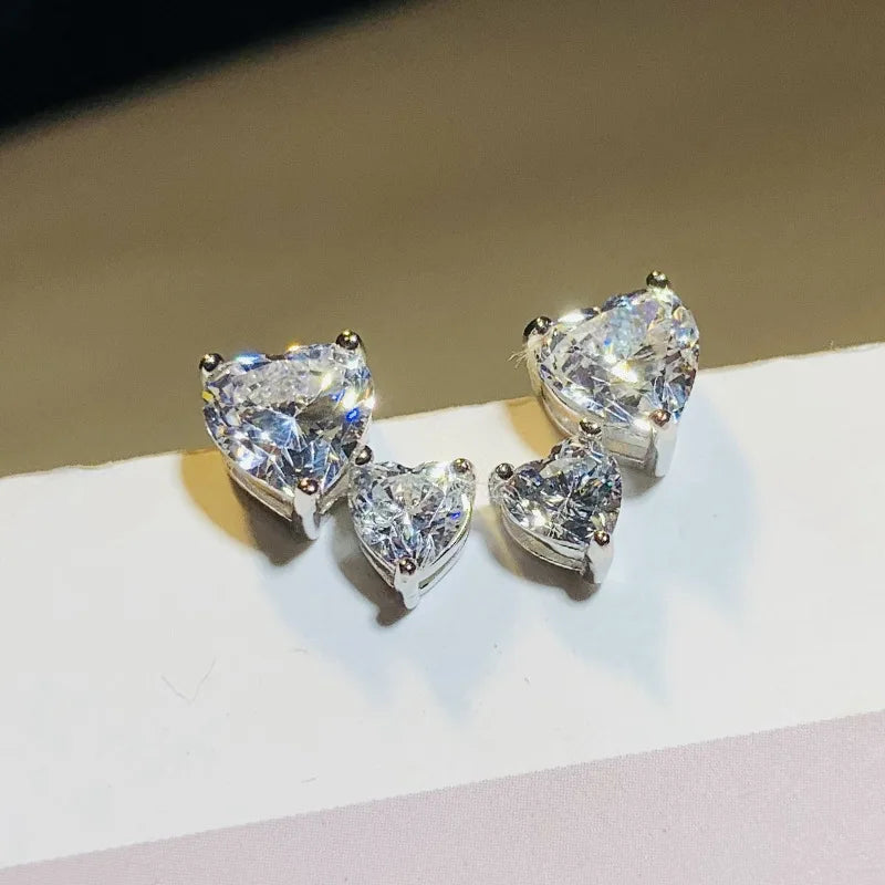 ✨Double Heart Cubic Zirconia Stud Earrings – Sparkling Women's Luxury Gift