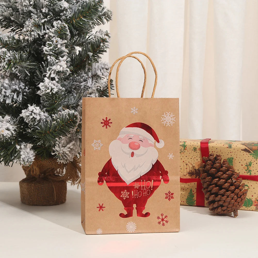 4PCS Christmas Kraft Paper Gift Bags – Holiday Treat &amp; Party Bags