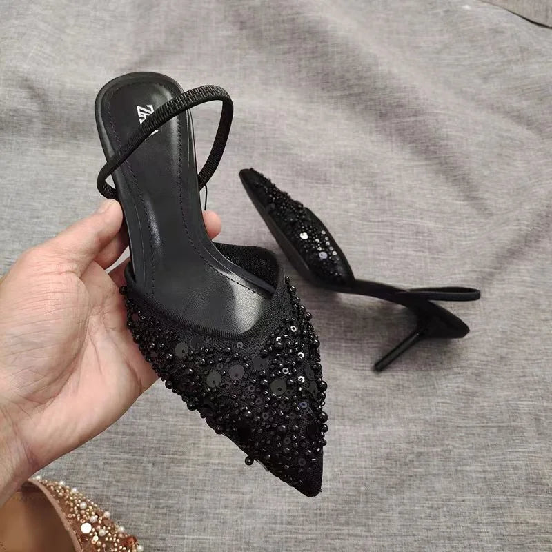 ✨ Luxe Black Sequin Heels