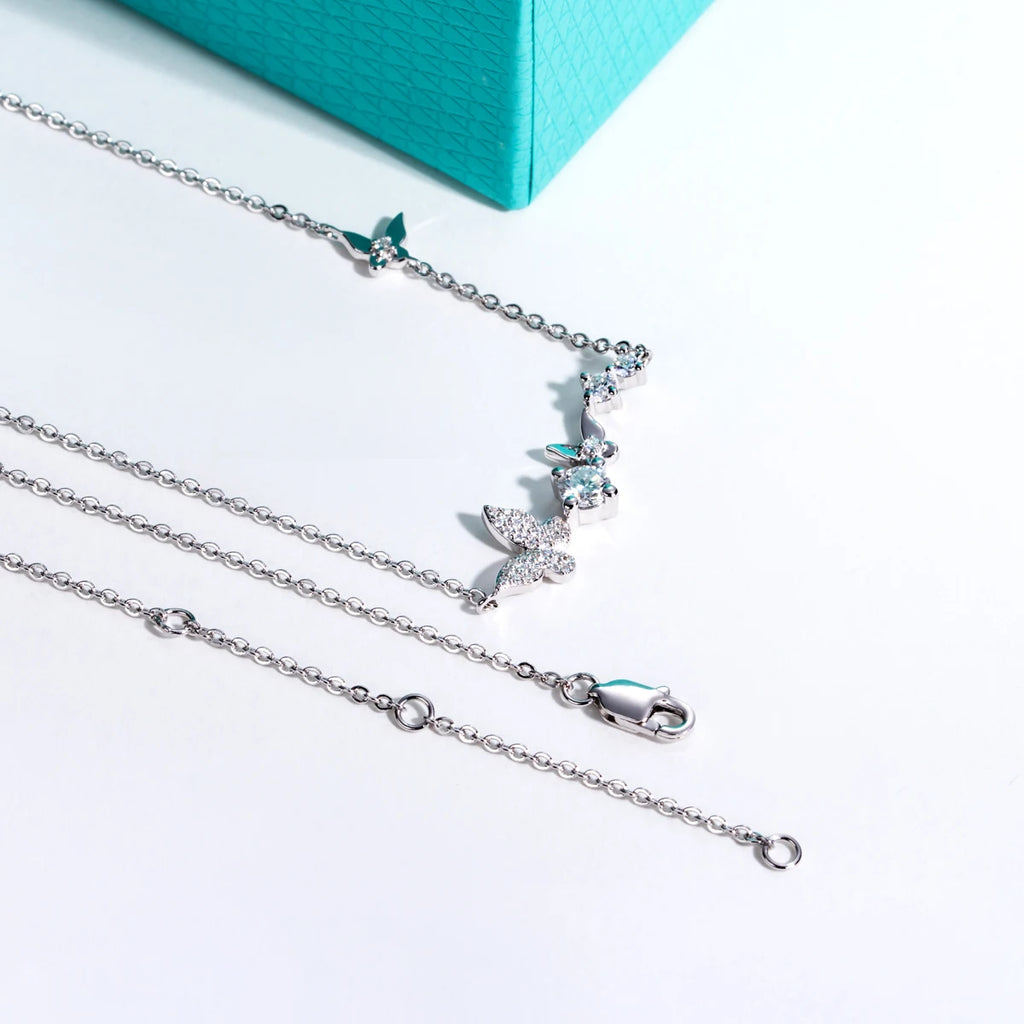 ✨Moissanite Butterfly Necklace – 0.5ct D Color Pendant (925 Silver) – Elegant Romantic Gift