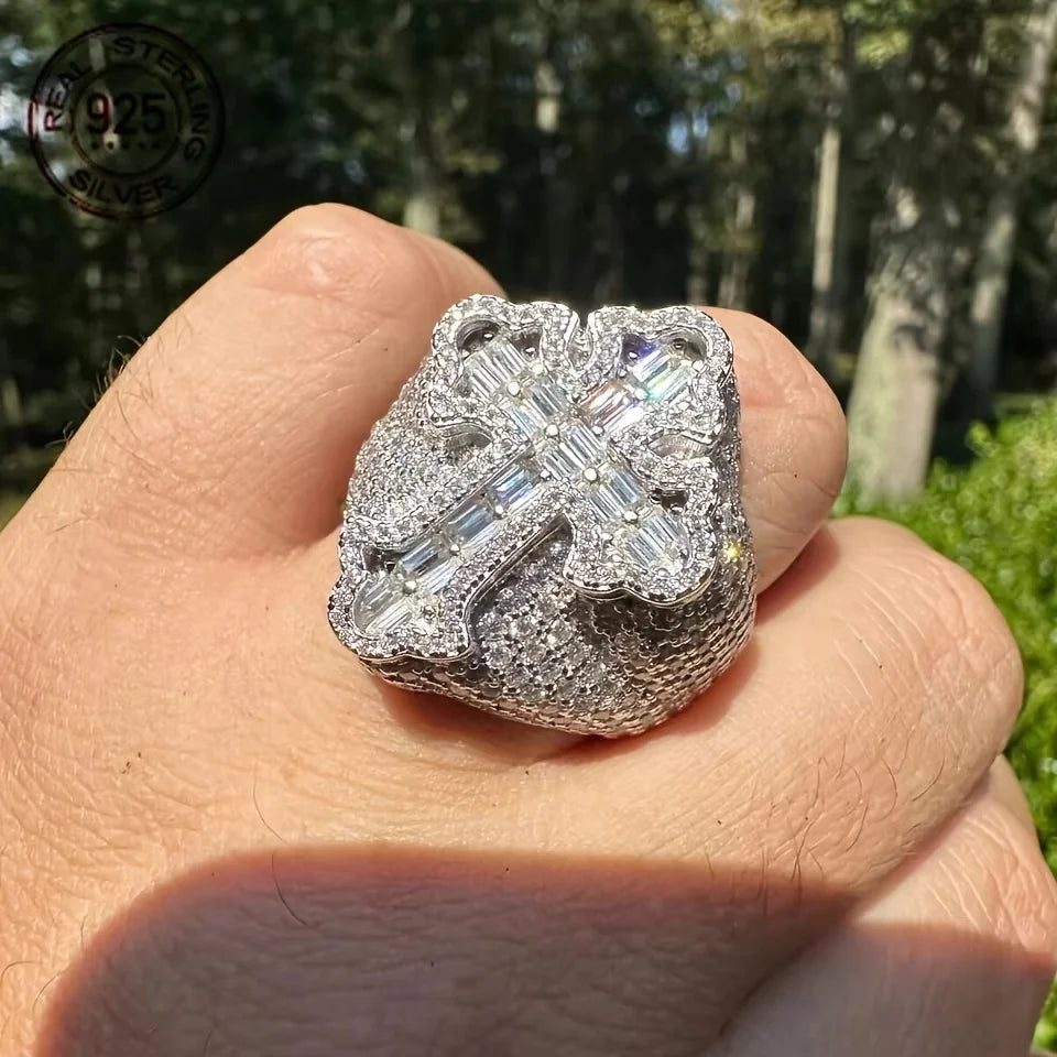 ✨WPOOC 925 Sterling Silver Cross Ring for Men