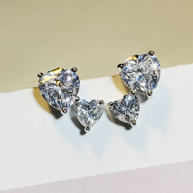 ✨Double Heart Cubic Zirconia Stud Earrings – Sparkling Women's Luxury Gift