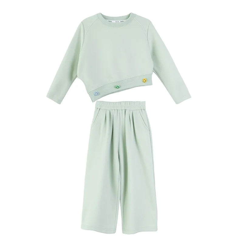 Girls 2-Piece Cozy Sweatshirt &amp; Pants Set – Stylish Kids Outfit