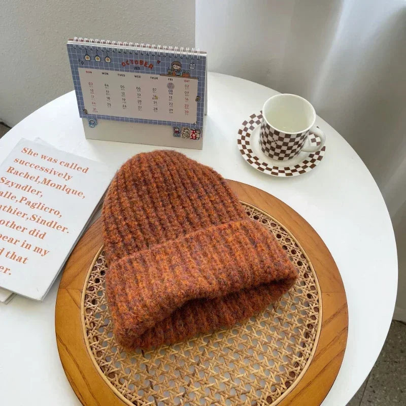 Cozy Winter Unisex Wool Knit Beanie – Soft Warm Thick Hat for Cold Weather