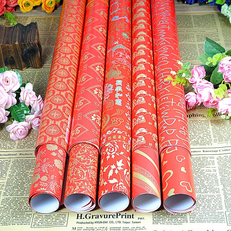 Christmas Gift Wrapping Paper – Santa &amp; Snowman Design (75×52cm)