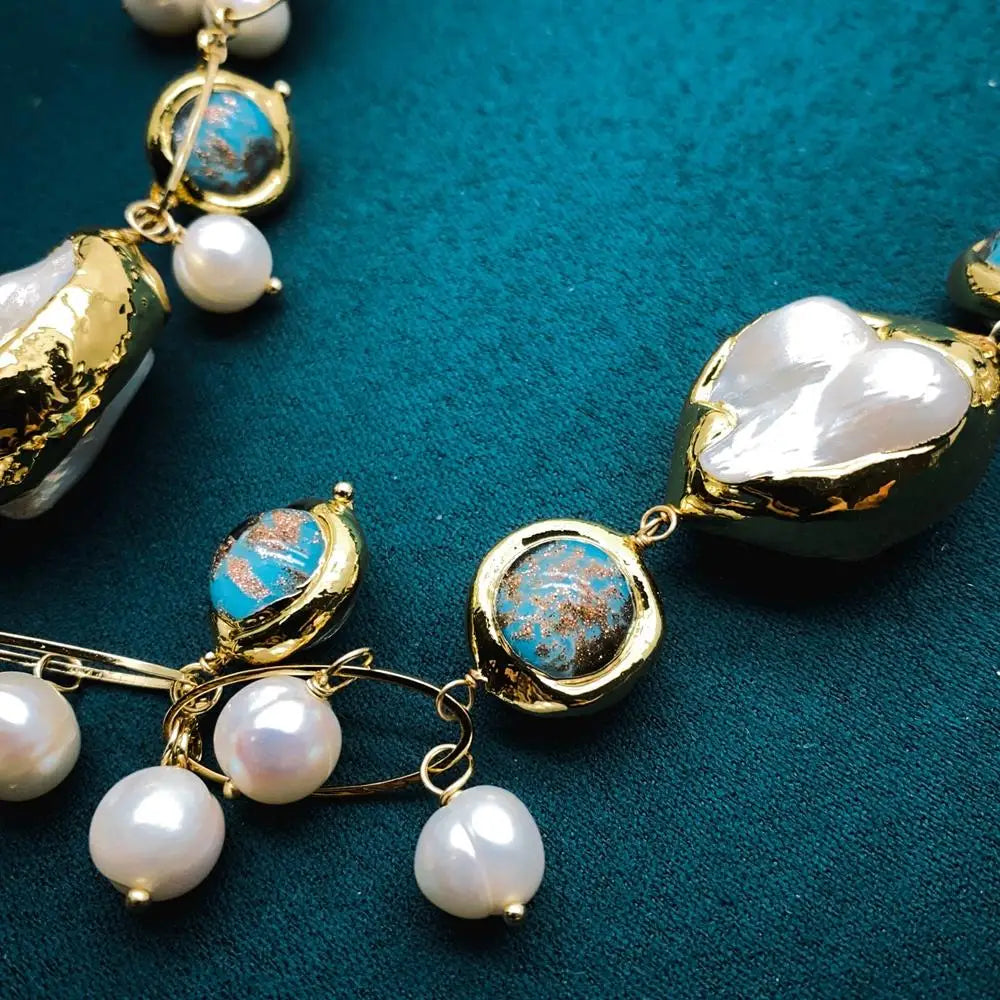 ✨ Gold Plated Mother of Pearl Pendant Necklace