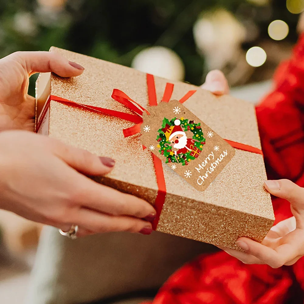 50PCS Christmas Gift Tags – Kraft Holiday Labels with String