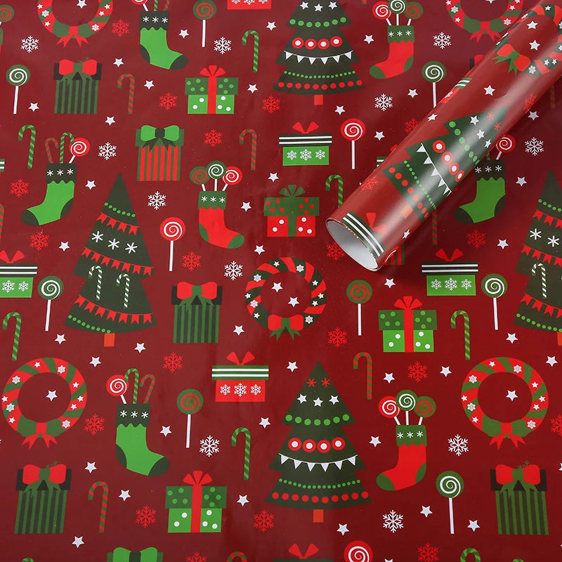 Christmas Gift Wrapping Paper – Santa &amp; Snowman Design (75×52cm)