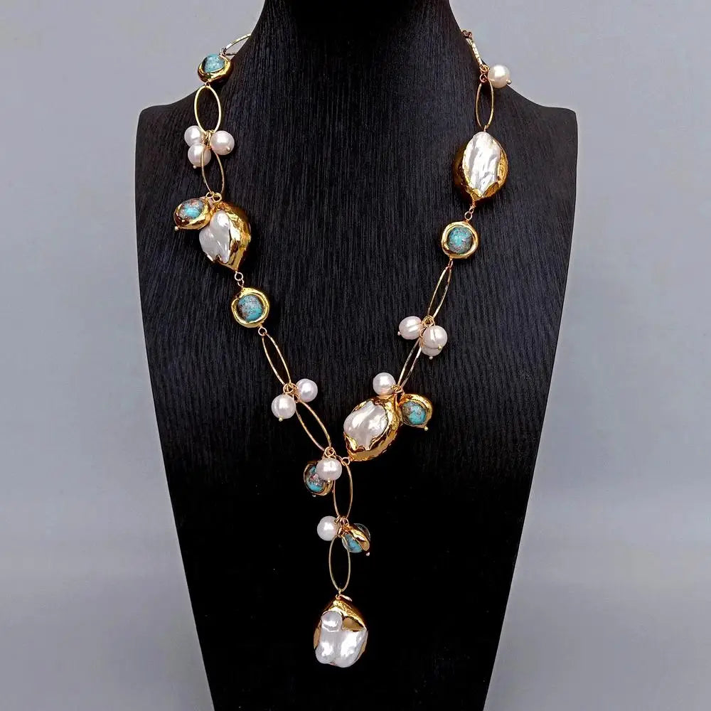 ✨ Gold Plated Mother of Pearl Pendant Necklace