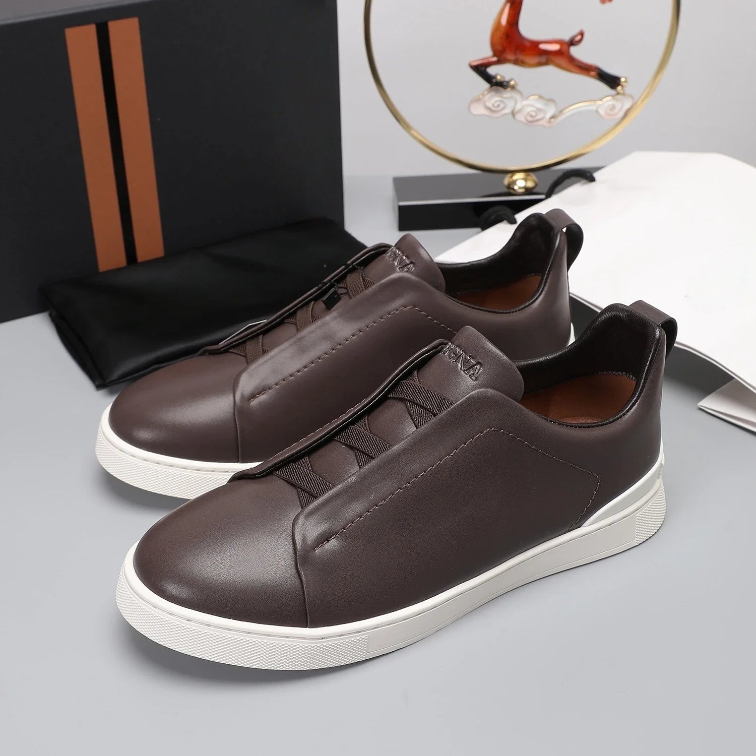 ✨Handmade Luxury Leather Sneakers – Men's Edition