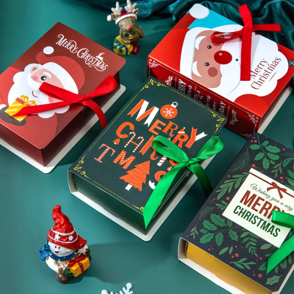 4PCS Christmas Gift Boxes – Book-Style Candy & Gift Packaging