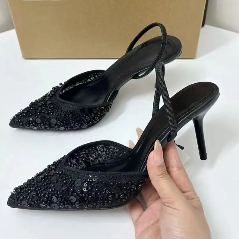 ✨ Luxe Black Sequin Heels