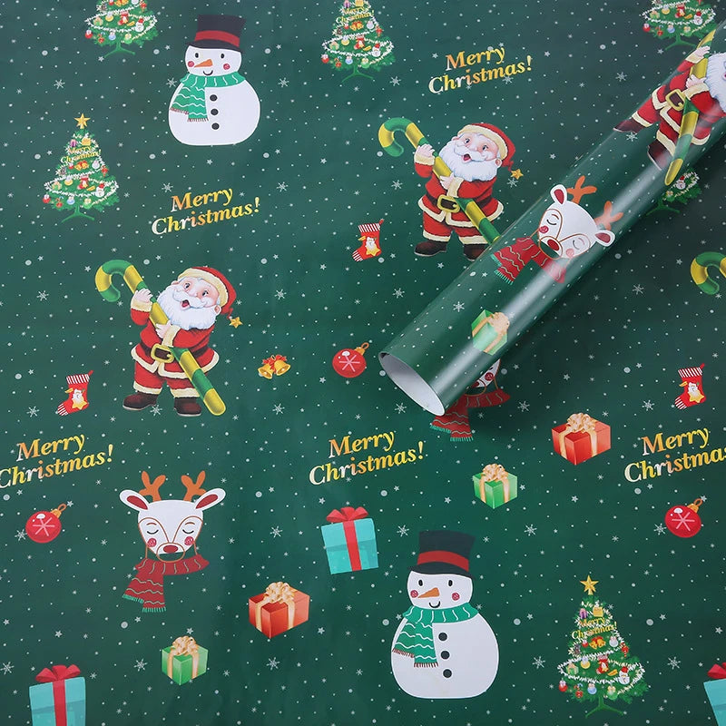Christmas Gift Wrapping Paper – Santa &amp; Snowman Design (75×52cm)