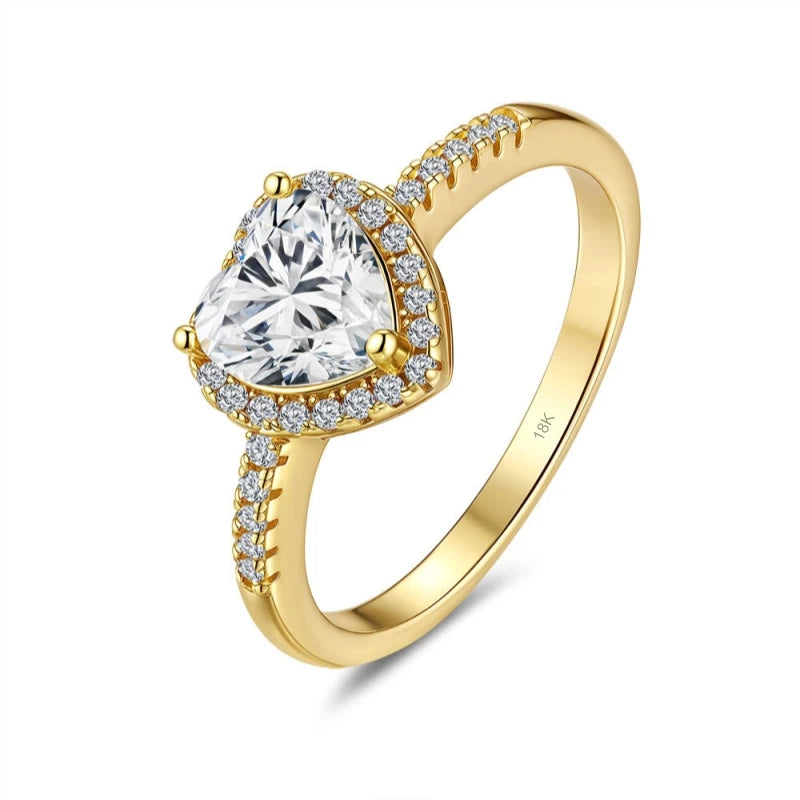 ✨18K Gold-Plated Heart Ring – GRA Certifie