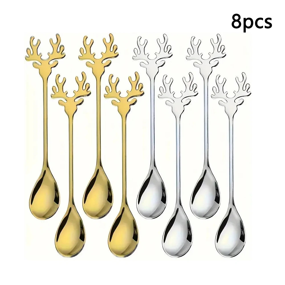Stainless Steel Elk Coffee Spoons – 4/8 Pcs Set