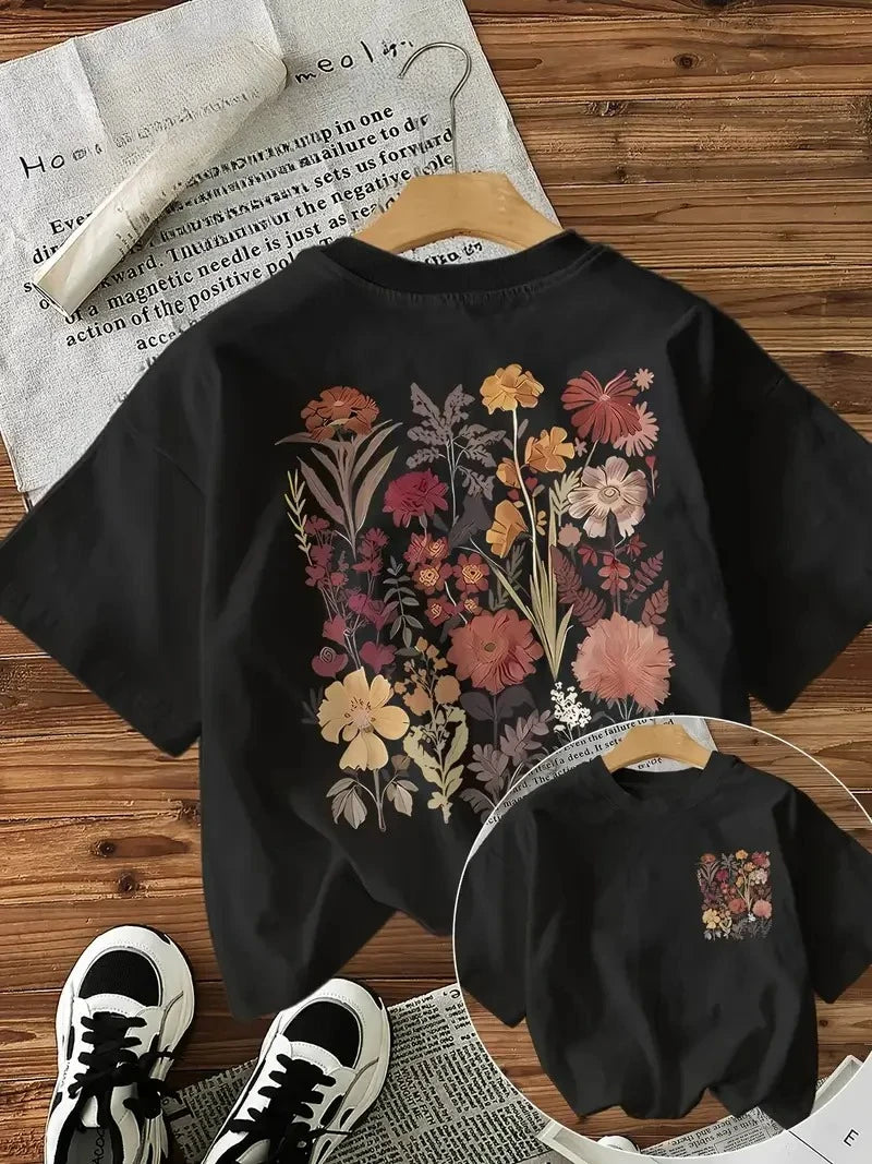 Y2K Women's Floral Graphic Tee – Vintage Aesthetic Top