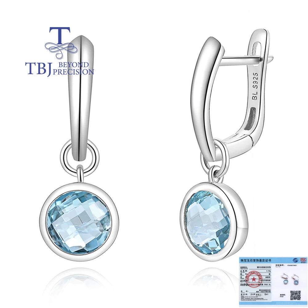 ✨ 8mm Bezel-Set Sterling Silver Drop Earrings