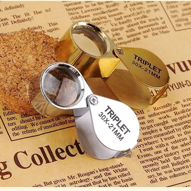 30X Metal Jewelry Magnifying Glass – Foldable Jeweler's Eye Loupe