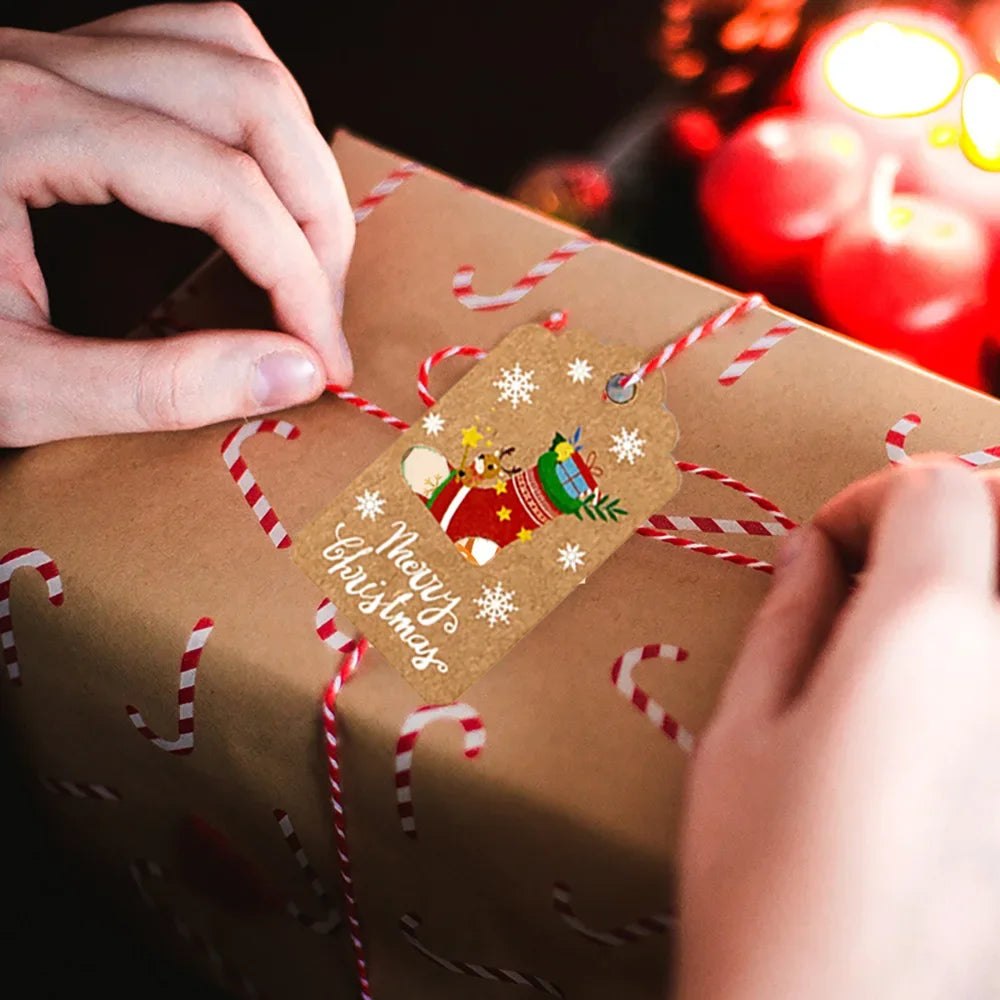 50PCS Christmas Gift Tags – Kraft Holiday Labels with String