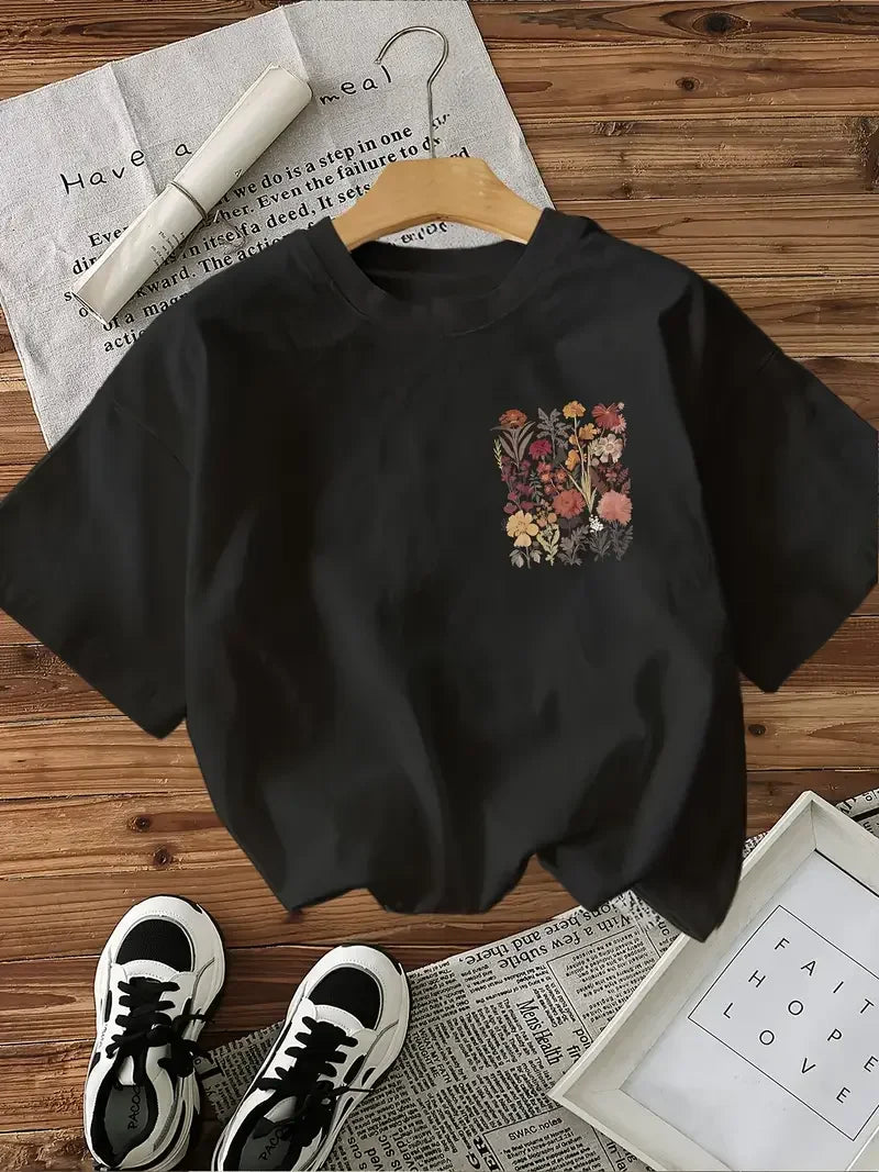 Y2K Women's Floral Graphic Tee – Vintage Aesthetic Top